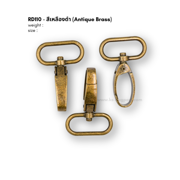 คอหมา รหัส RD110 สีเหลืองดำ (Antique Brass)